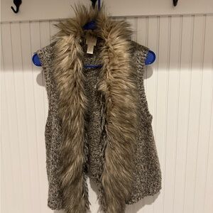 Chico's Faux Fur Trimmed Vest in Brown